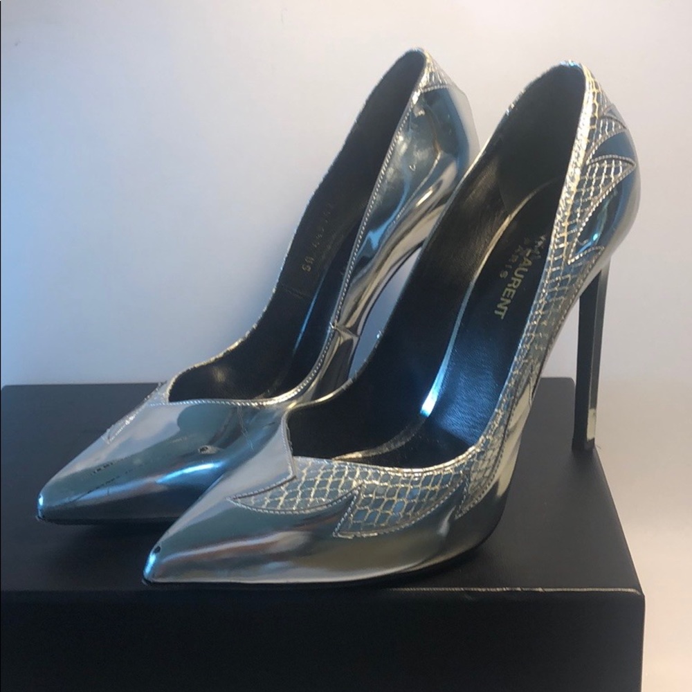 Saint Laurent YSL Metallic Silver